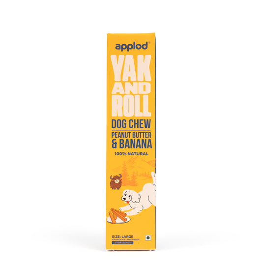 Applod Yak & Roll Peanut Butter & Banana Yak Chew for Dogs