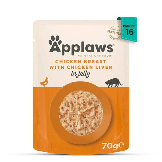 Applaws Chicken Breast with Liver in Jelly Wet Cat Food - All Breeds Adult - 70g