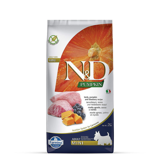 Farmina Grain Free Pumpkin Lamb & Blueberry Dry Dog Food - Mini Breed Adult - 7kg