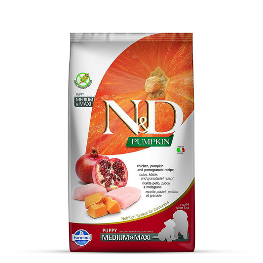 Farmina N&D Grain Free Pumpkin Chicken & Pomegranate Dry Dog Food - Medium & Maxi Breed Puppy