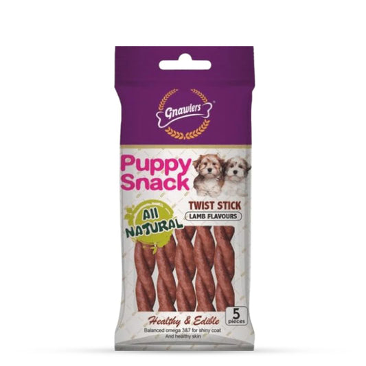 Gnawlers Puppy Snack Twist Stick Lamb Flavor Puppy Treat - 80g