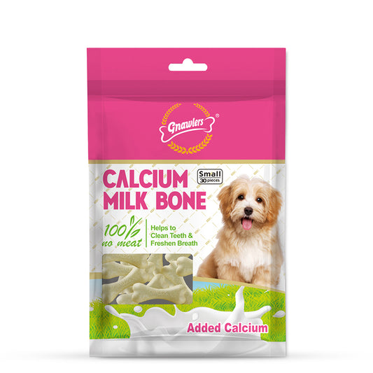 Gnawlers Calcium Milk Bone No Meat with Added Calcium Small Dog Dental Treat