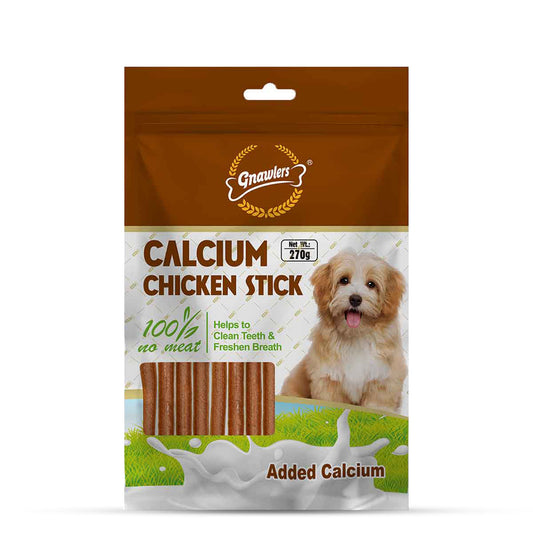 Gnawlers Calcium Chicken Sticks No Meat with Added Calcium Dog Dental Treat - 270g