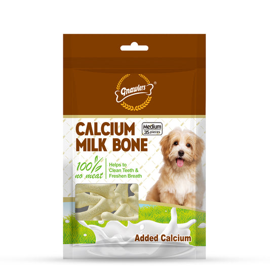 Gnawlers Calcium Milk Bone No Meat with Added Calcium 35 in 1 Medium Dog Dental Treat - 800g