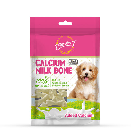 Gnawlers Calcium Milk Bone No Meat with Added Calcium Dog Dental Trea 90 in 1 Small  - 850g