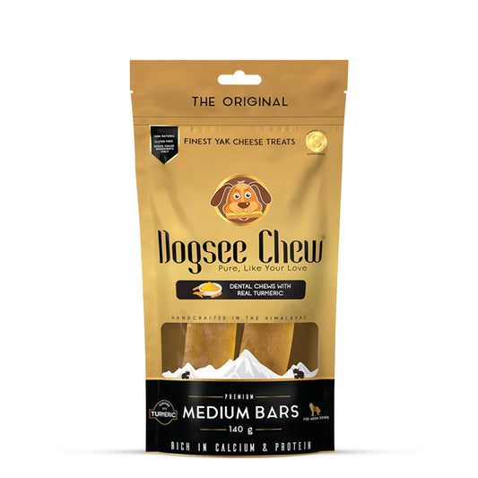 Dogsee Chew Turmeric Medium Bars Long-Lasting Dental Chews for Medium Dogs – 140g
