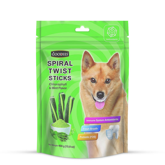 Goodies Spiral Twist Sticks Chlorophyll & Mint Flavour Dog Dental Treat - 450g