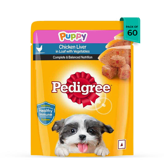Pedigree Puppy Chicken Liver in Loaf with Vegetables - Wet Dog Food - All Breeds - 70g