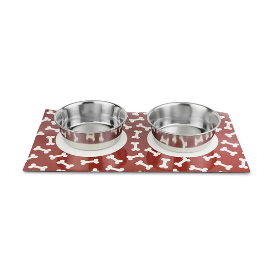 Pawpourri Stay On Mat Stainless Steel Pet Bowl Combo With Magnetic Base On Mat